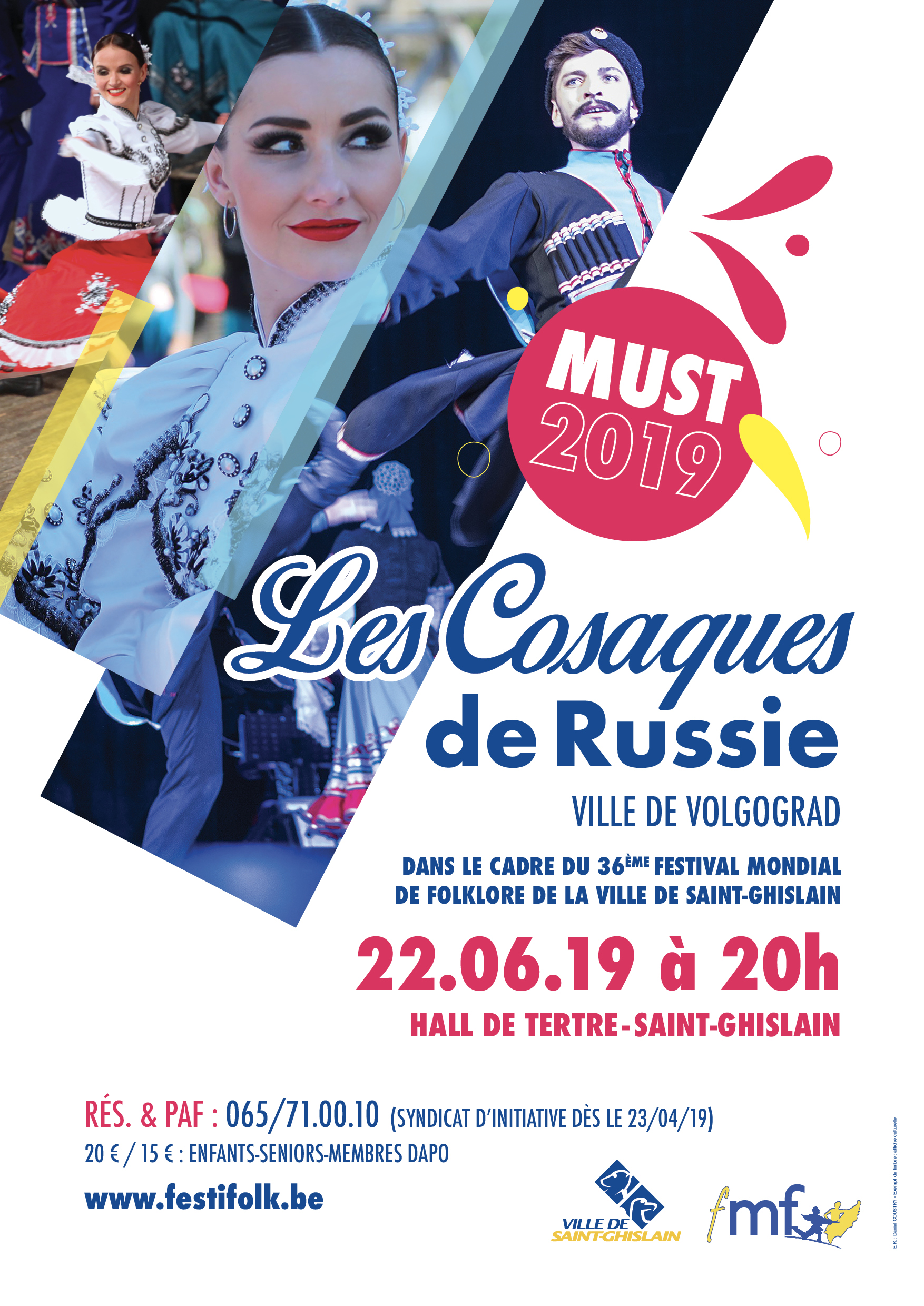 Affiche. Saint-Ghislain. Les Cosaques de Russie. Ville de Volgograd. 2019-06-22